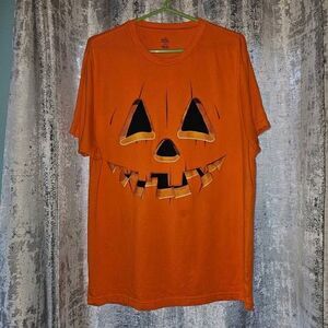 Pumpkin Jack O' Lantern Face Orange Halloween t-shirt size Large